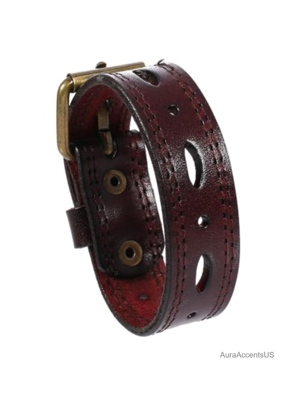 Genuine Cowhide Leather Cuff Bracelet Retro Adjustable Snap Button Punk